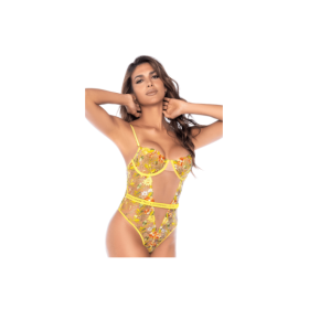 Body string jaune brodé 